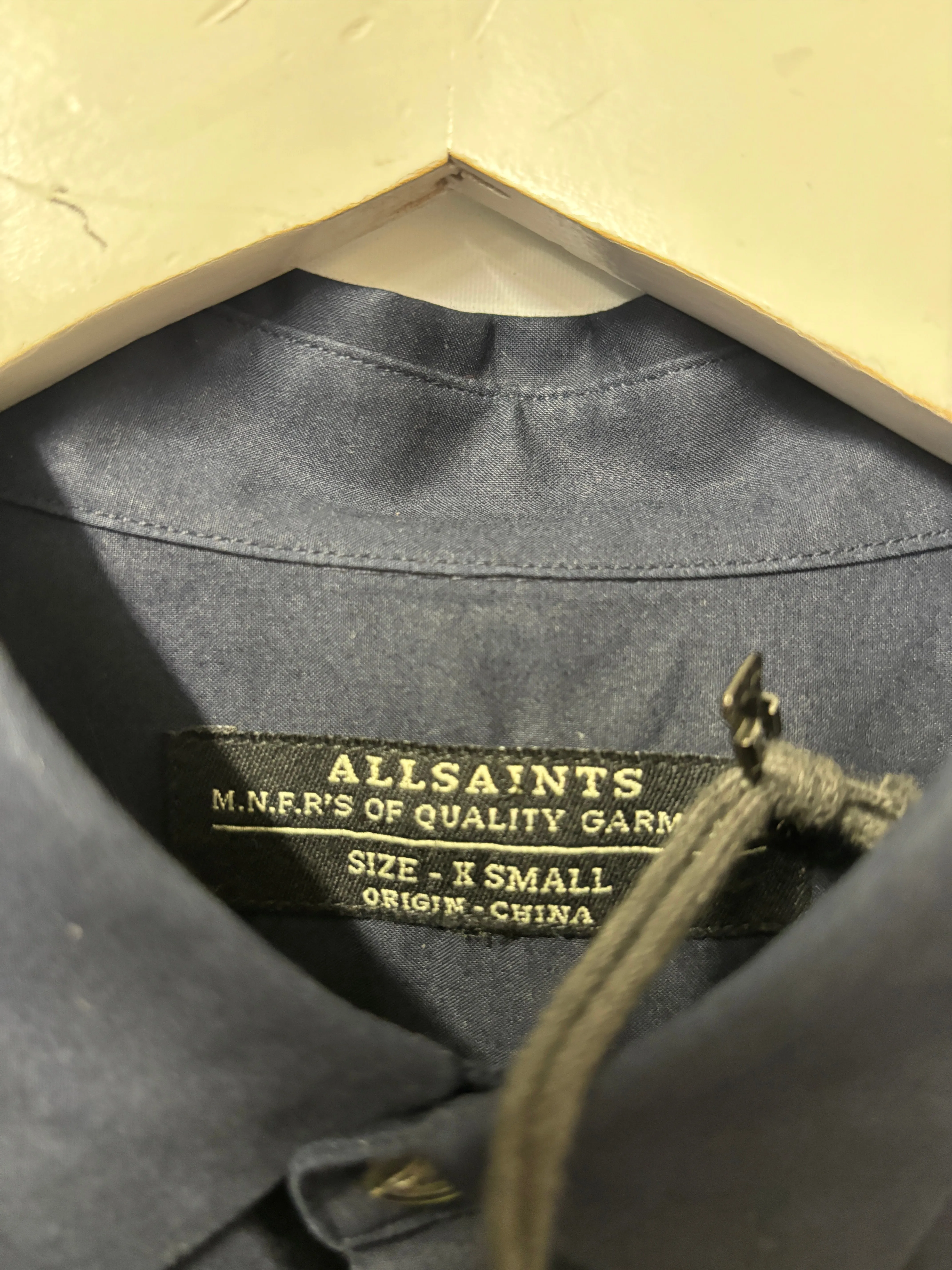 AllSaints Navy Cotton Shirt Extra Small
