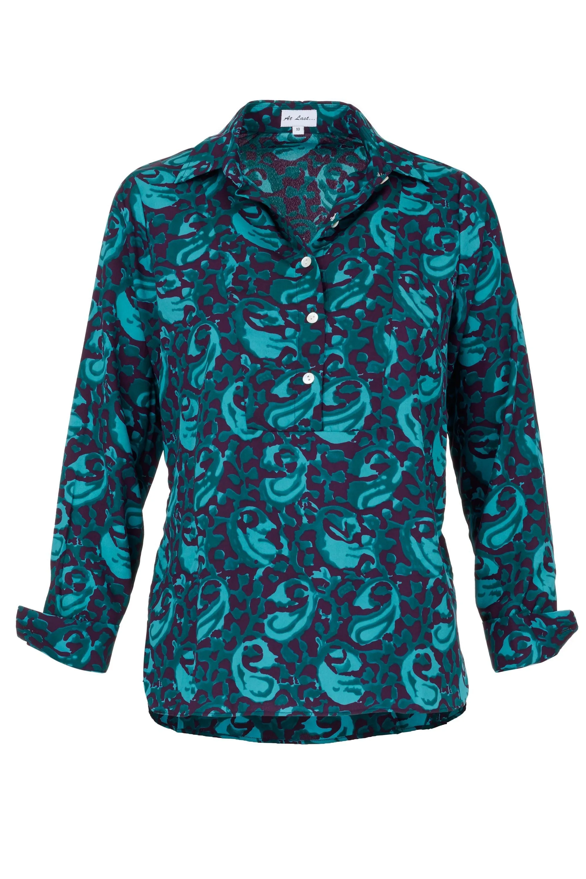 At Last Soho Shirt in Teal & Purple Swirl