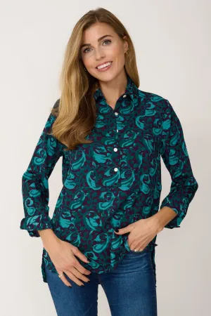 At Last Soho Shirt in Teal & Purple Swirl