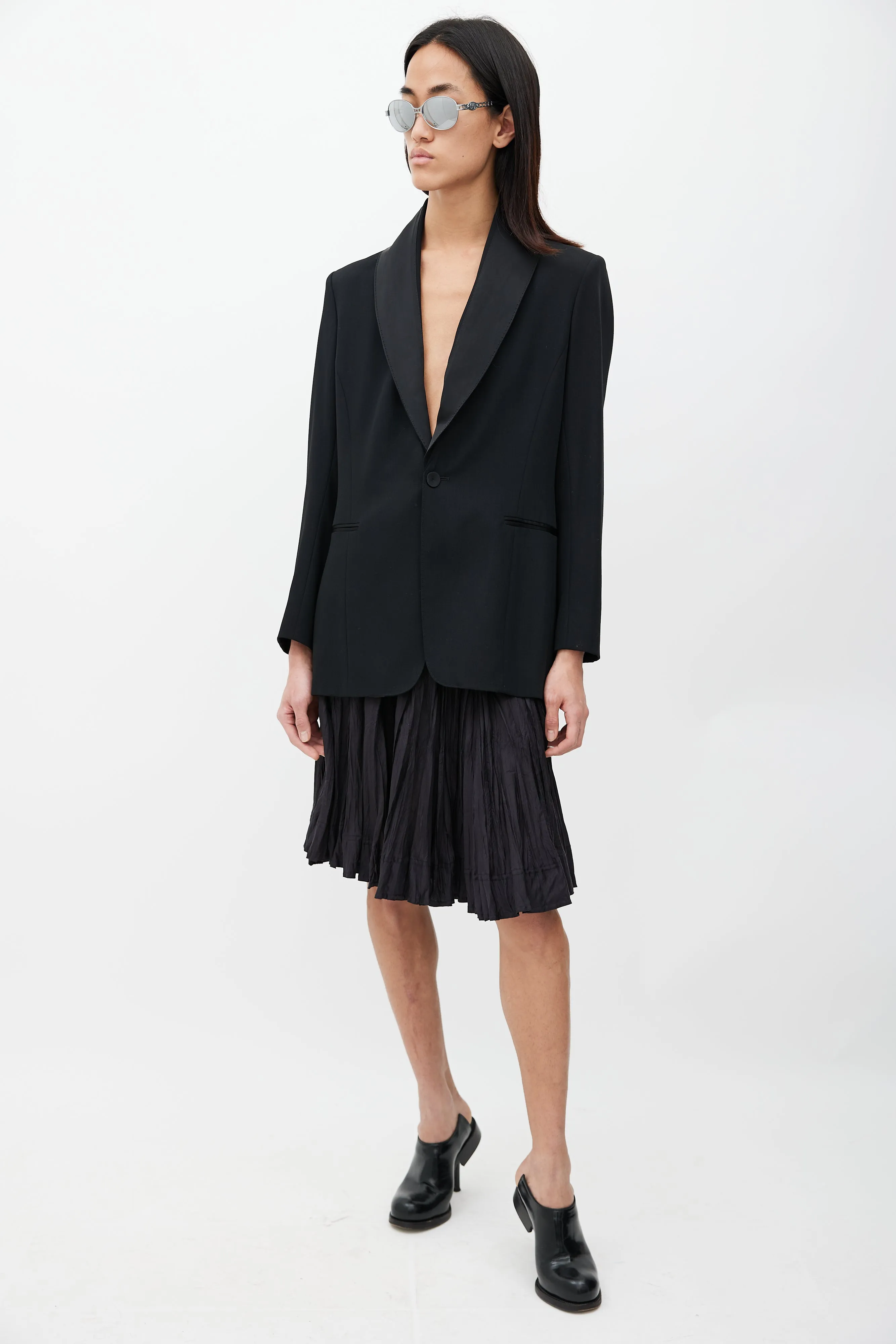 Black Wool Shawl Blazer