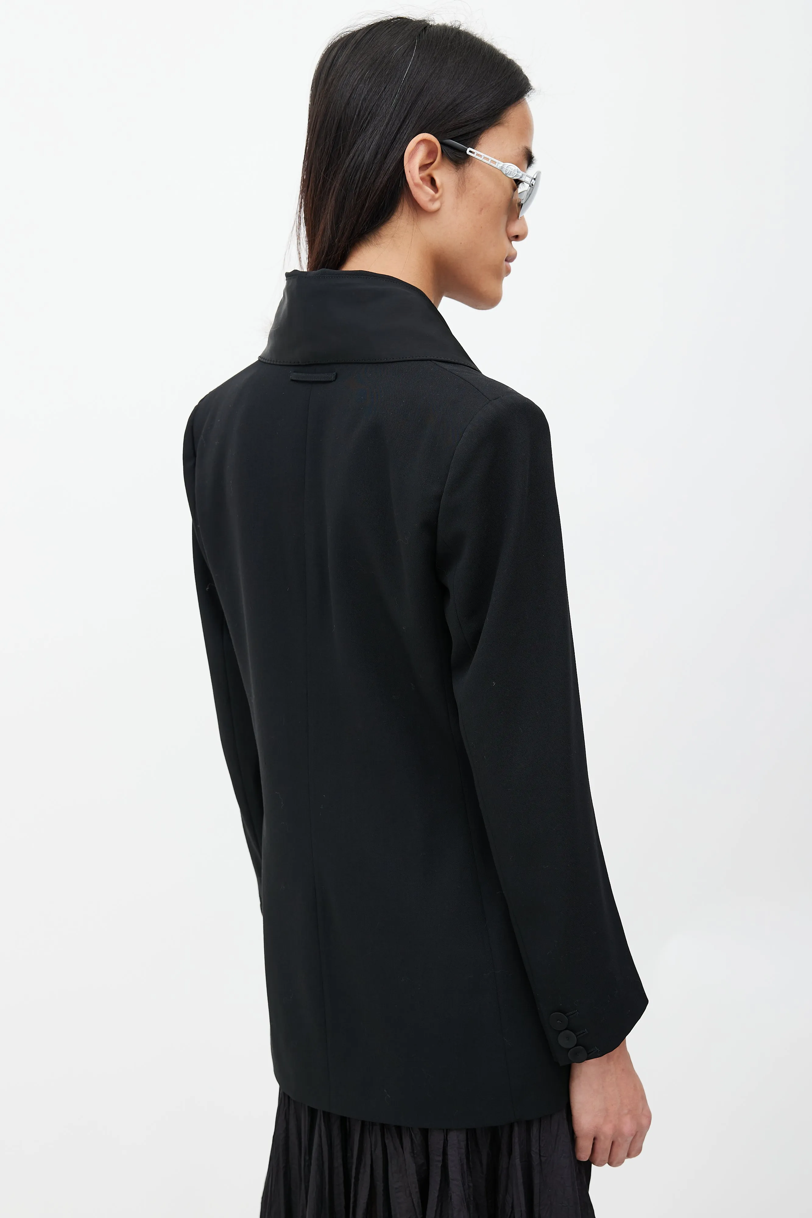 Black Wool Shawl Blazer