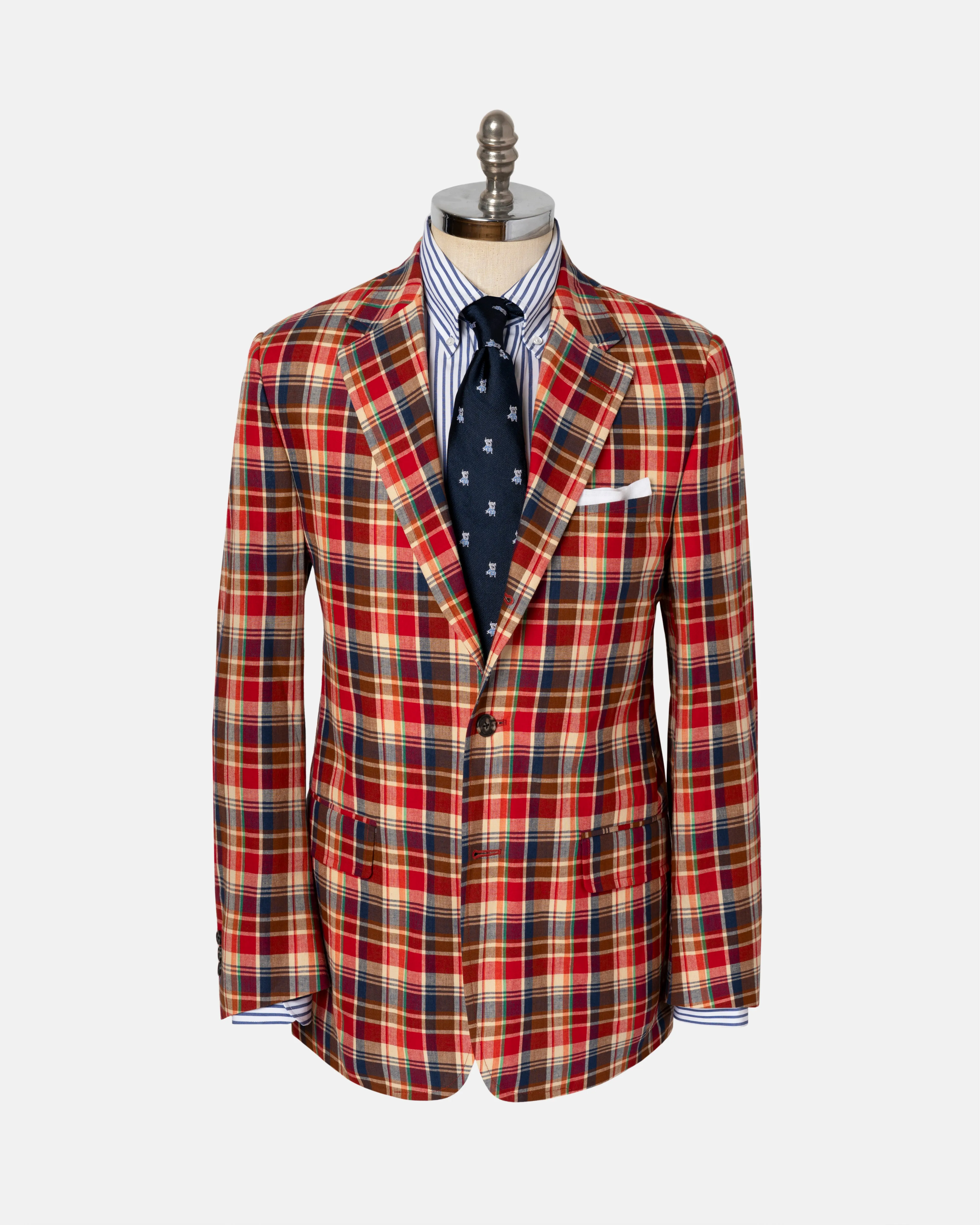 BROWN/RED COTTON MADRAS SPORT COAT