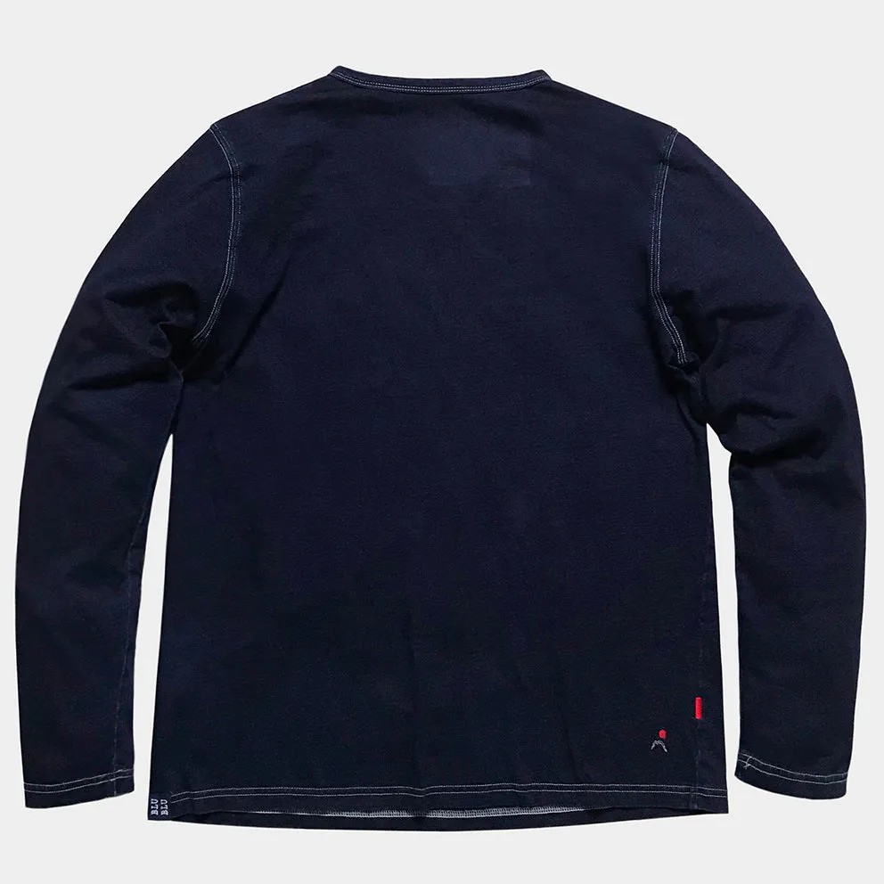 BZEN BLU BLU - M.3200 SHIMIZU REGULAR FIT 3 BUTTON INDIGO JERSEY HENLEY-180GSM-E1 500 LAKE