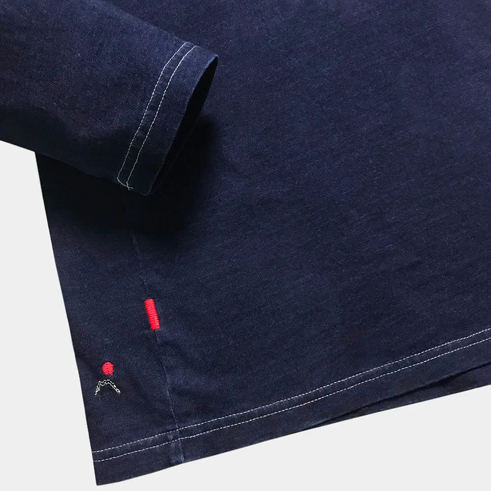 BZEN BLU BLU - M.3200 SHIMIZU REGULAR FIT 3 BUTTON INDIGO JERSEY HENLEY-180GSM-E1 500 LAKE