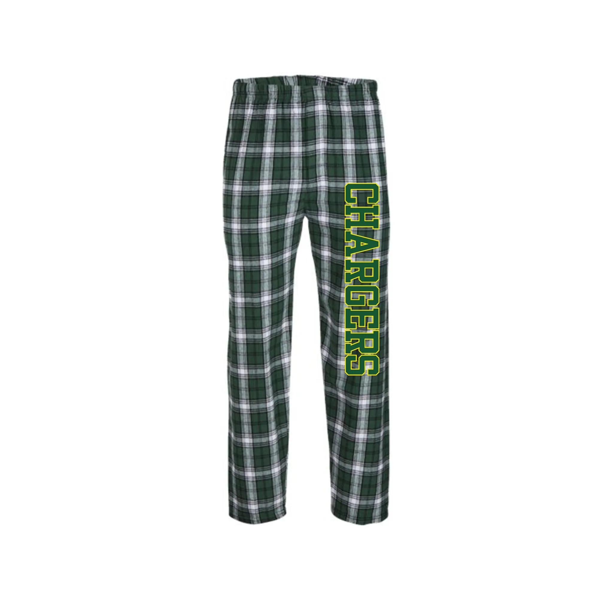 Charlotte Wood Middle School Spirit Wear 2024-25 On Demand-Boxercraft Adult Flannel Pants On-Demand Chargers Logo
