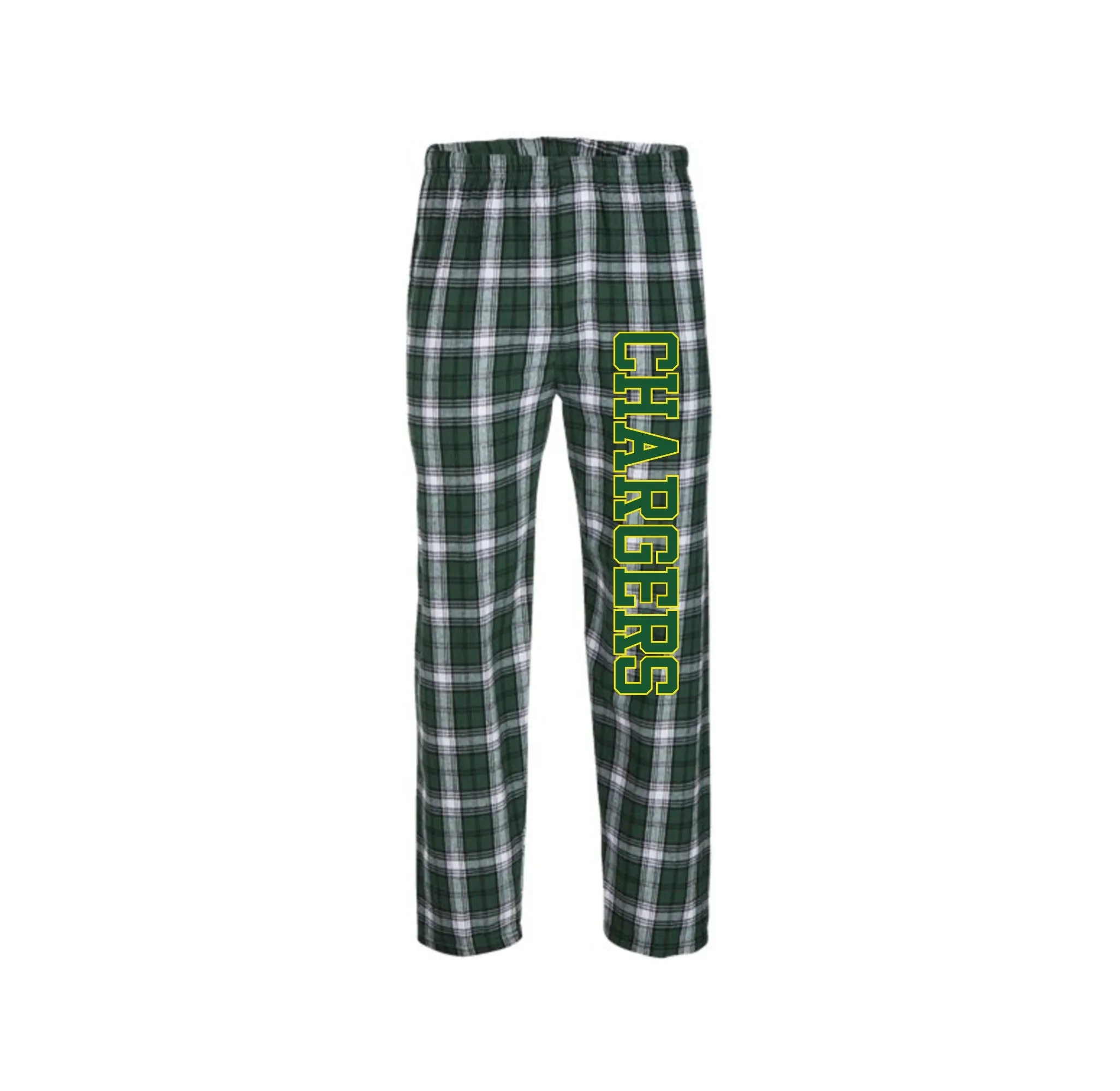 Charlotte Wood Middle School Spirit Wear 2024-25 On Demand-Boxercraft Adult Flannel Pants On-Demand Chargers Logo