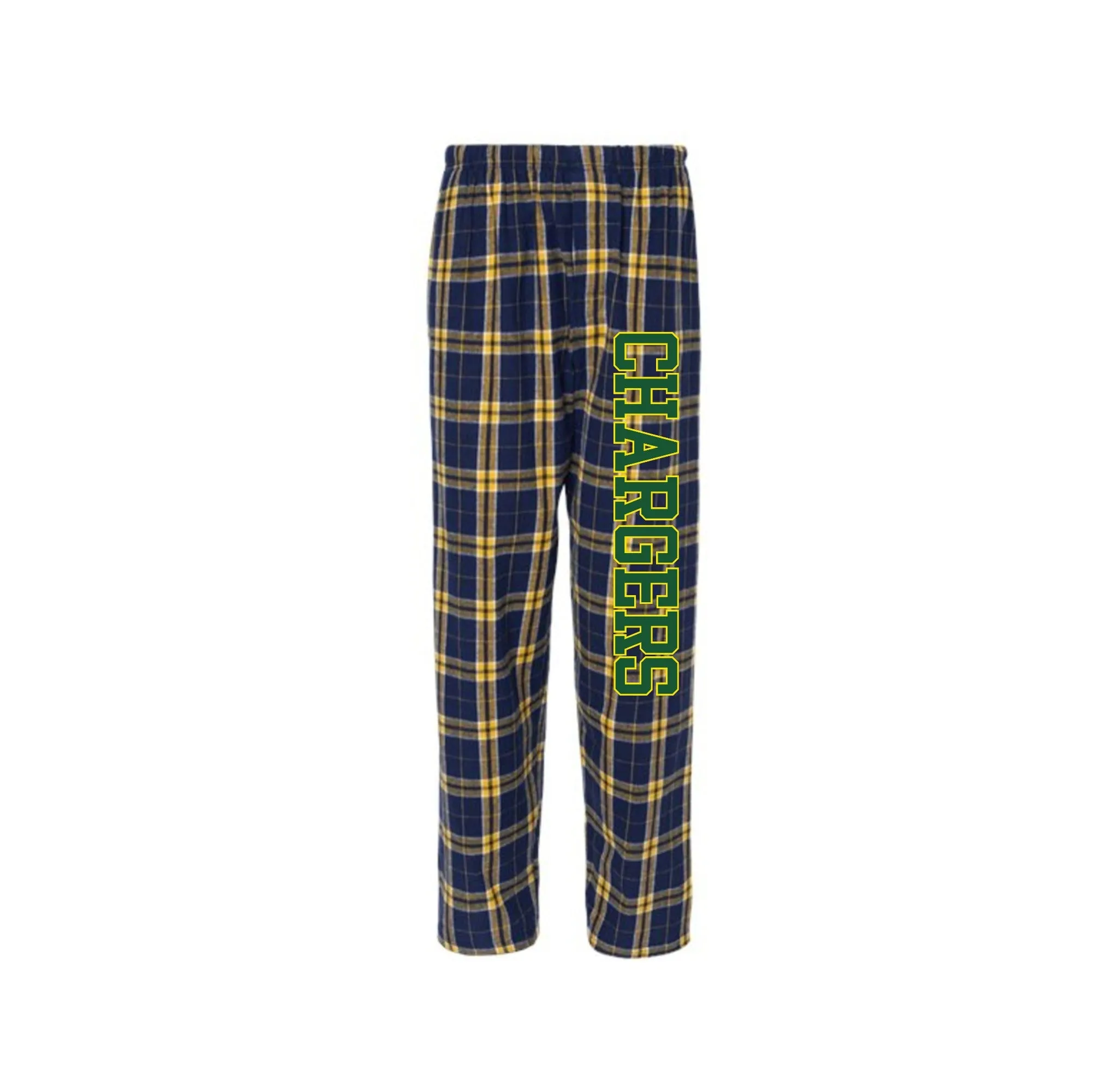 Charlotte Wood Middle School Spirit Wear 2024-25 On Demand-Boxercraft Adult Flannel Pants On-Demand Chargers Logo