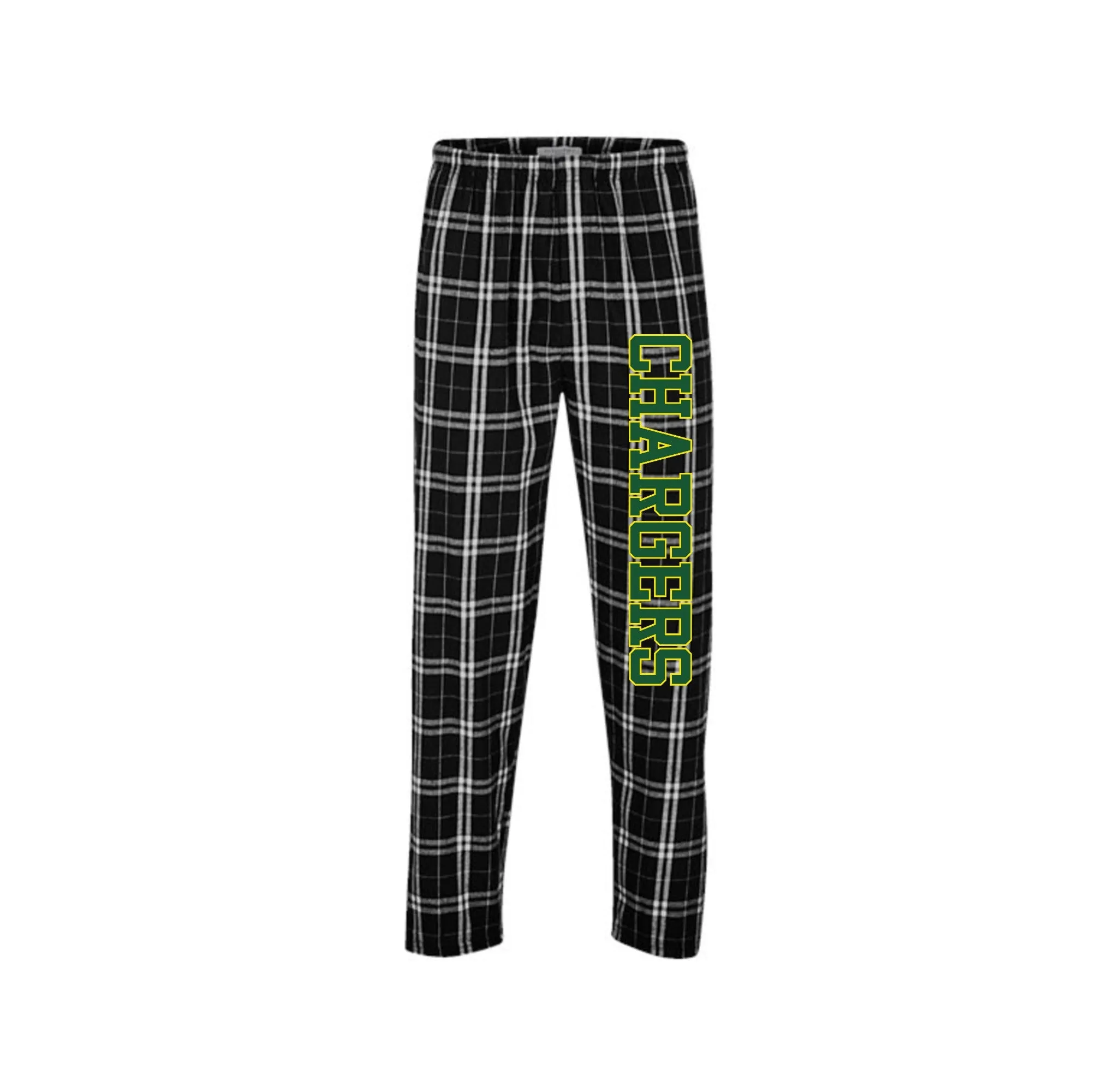 Charlotte Wood Middle School Spirit Wear 2024-25 On Demand-Boxercraft Adult Flannel Pants On-Demand Chargers Logo