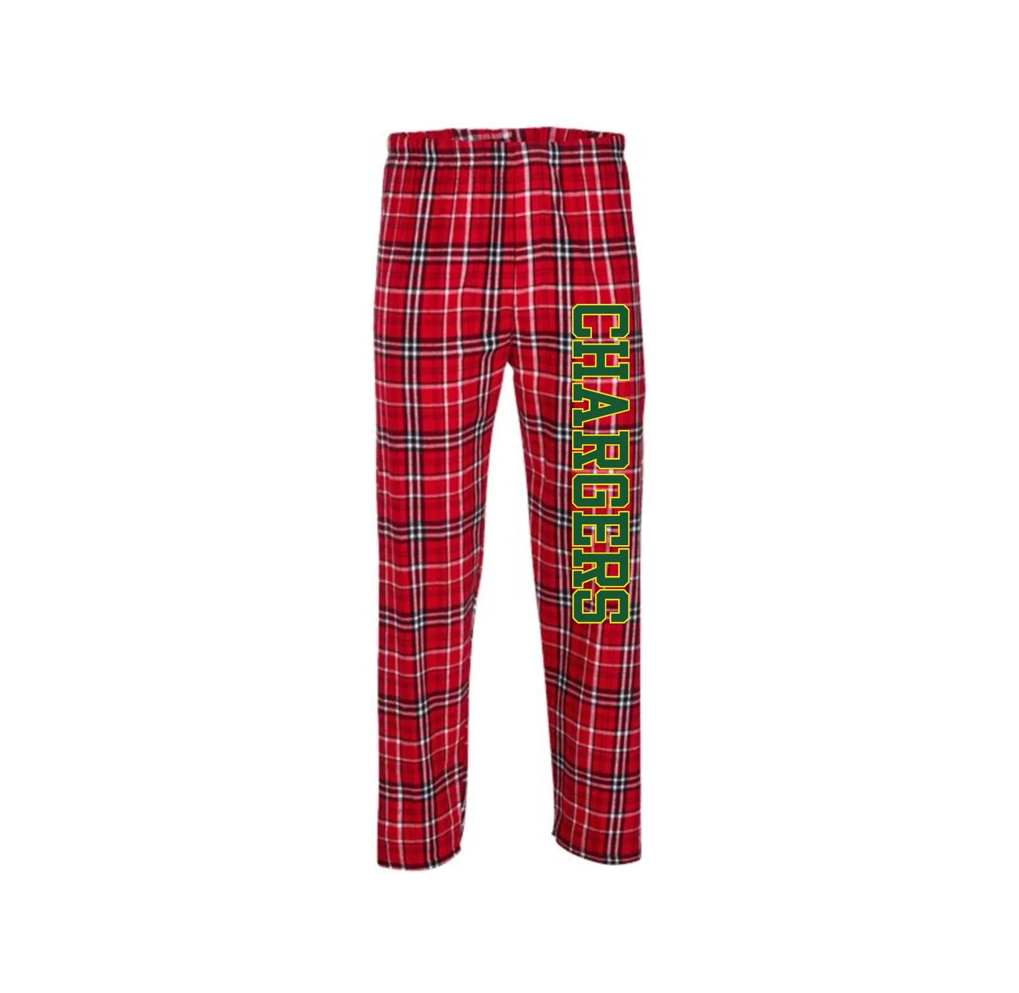 Charlotte Wood Middle School Spirit Wear 2024-25 On Demand-Boxercraft Adult Flannel Pants On-Demand Chargers Logo