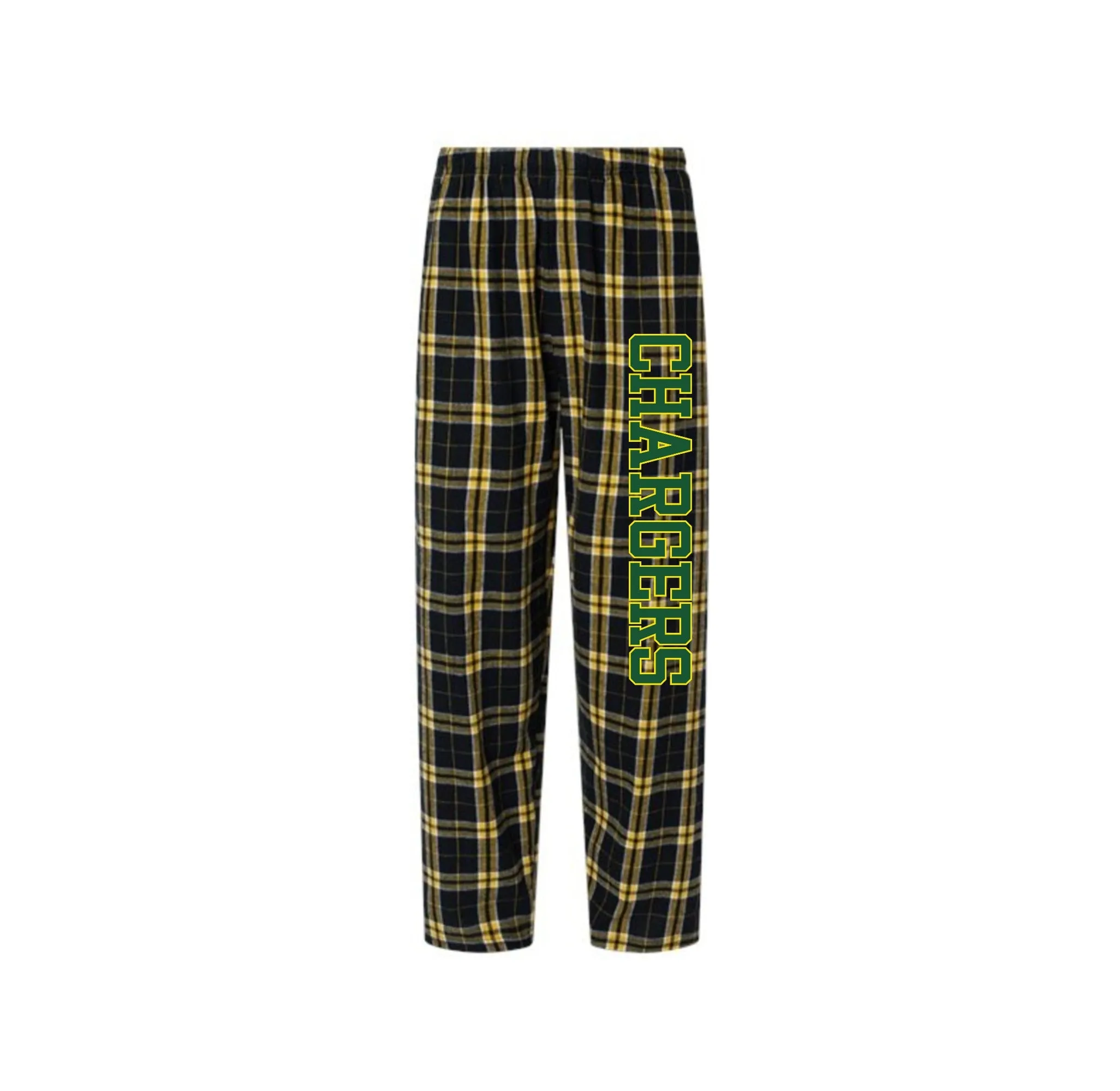Charlotte Wood Middle School Spirit Wear 2024-25 On Demand-Boxercraft Adult Flannel Pants On-Demand Chargers Logo