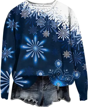 Christmas Sweatshirts For Women 2024 Santa Pullover Crewneck Long Sleeve Tops Loose Fit Fall Winter Clothes