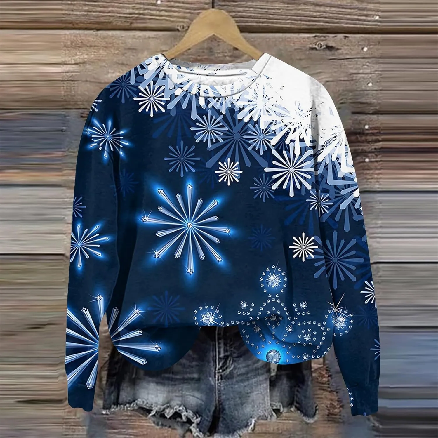 Christmas Sweatshirts For Women 2024 Santa Pullover Crewneck Long Sleeve Tops Loose Fit Fall Winter Clothes