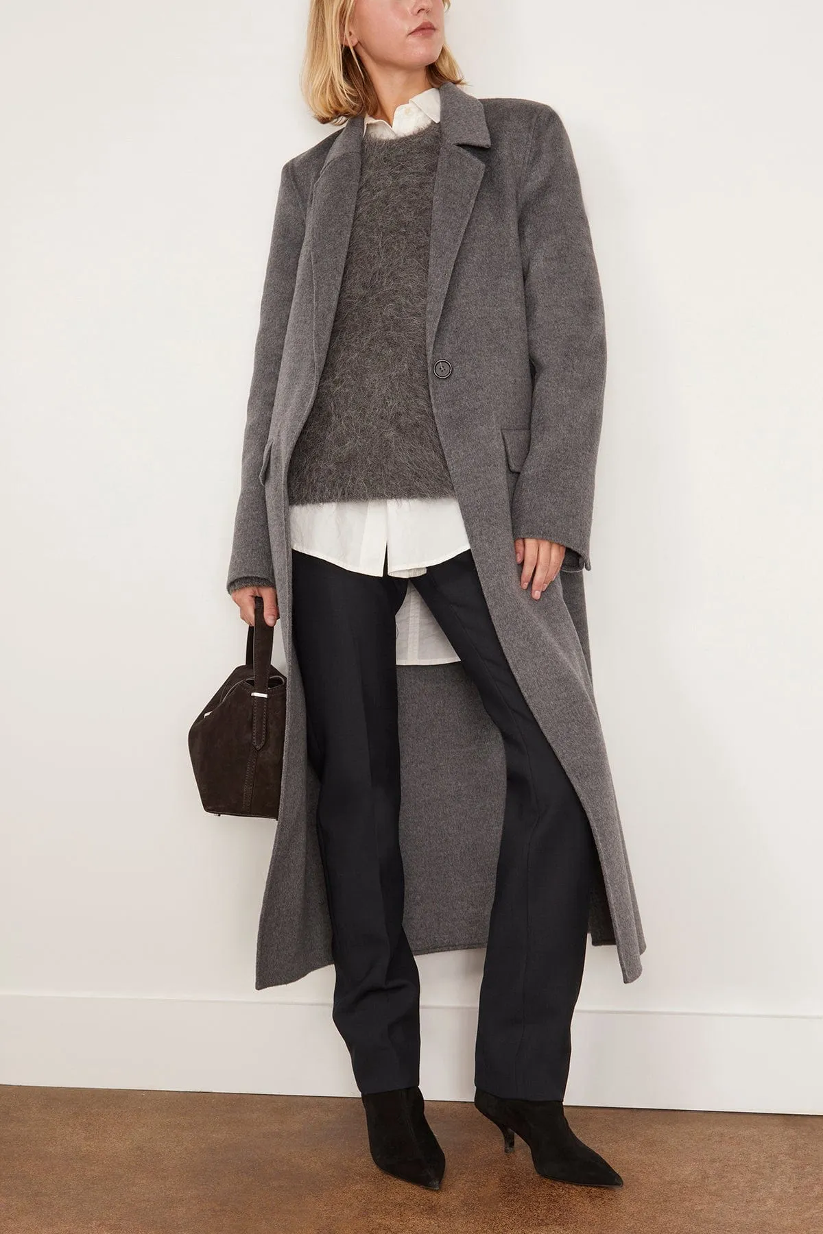 Classic Double Coat in Mid Grey Melange