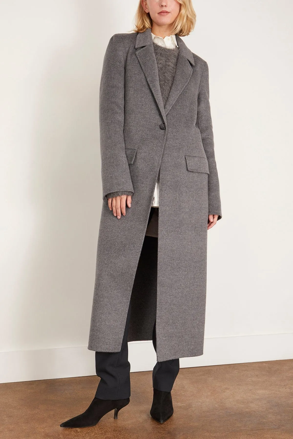 Classic Double Coat in Mid Grey Melange