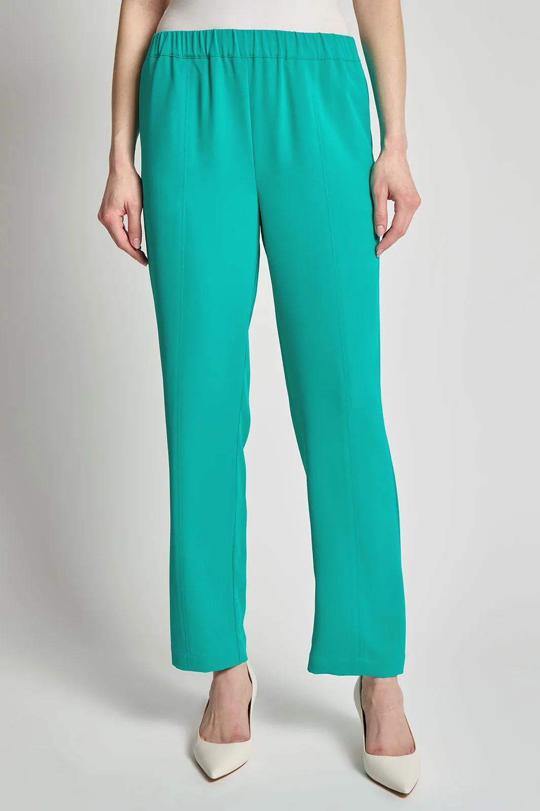 Crepe de Chine Straight-Leg Pants