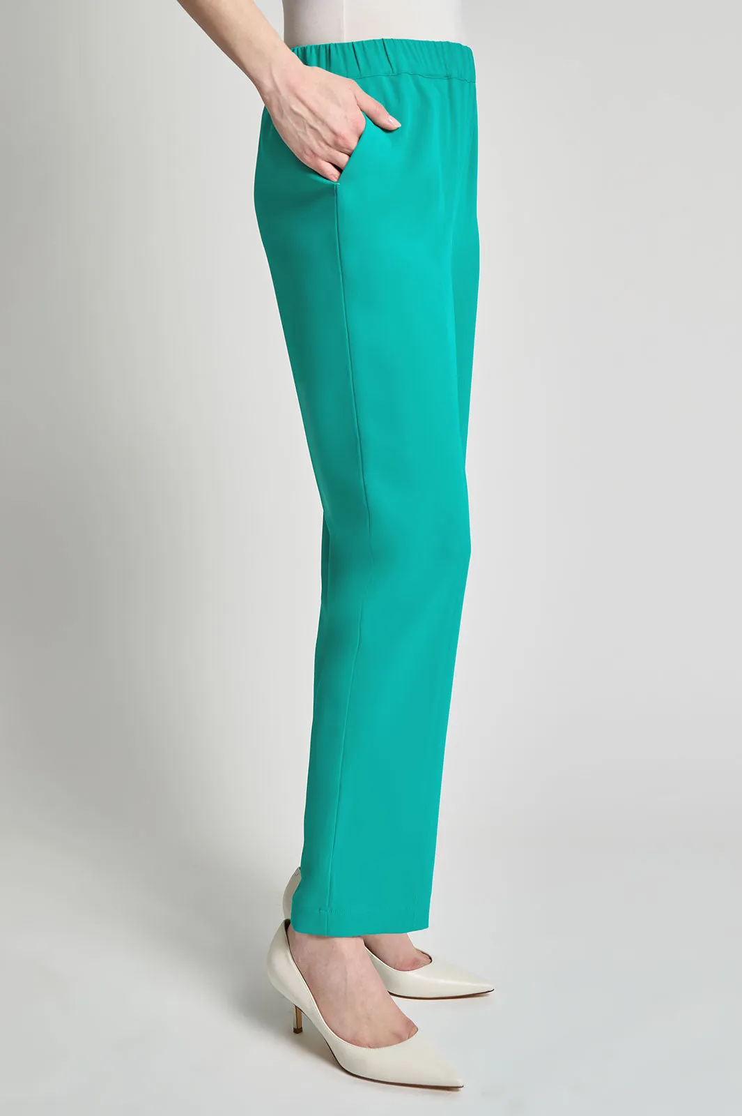 Crepe de Chine Straight-Leg Pants