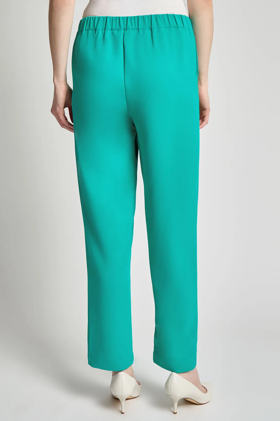 Crepe de Chine Straight-Leg Pants