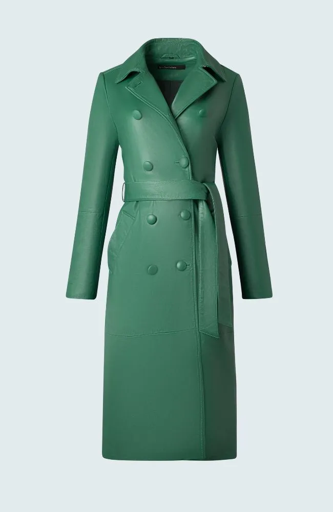 Double Breasted Leather Trench
