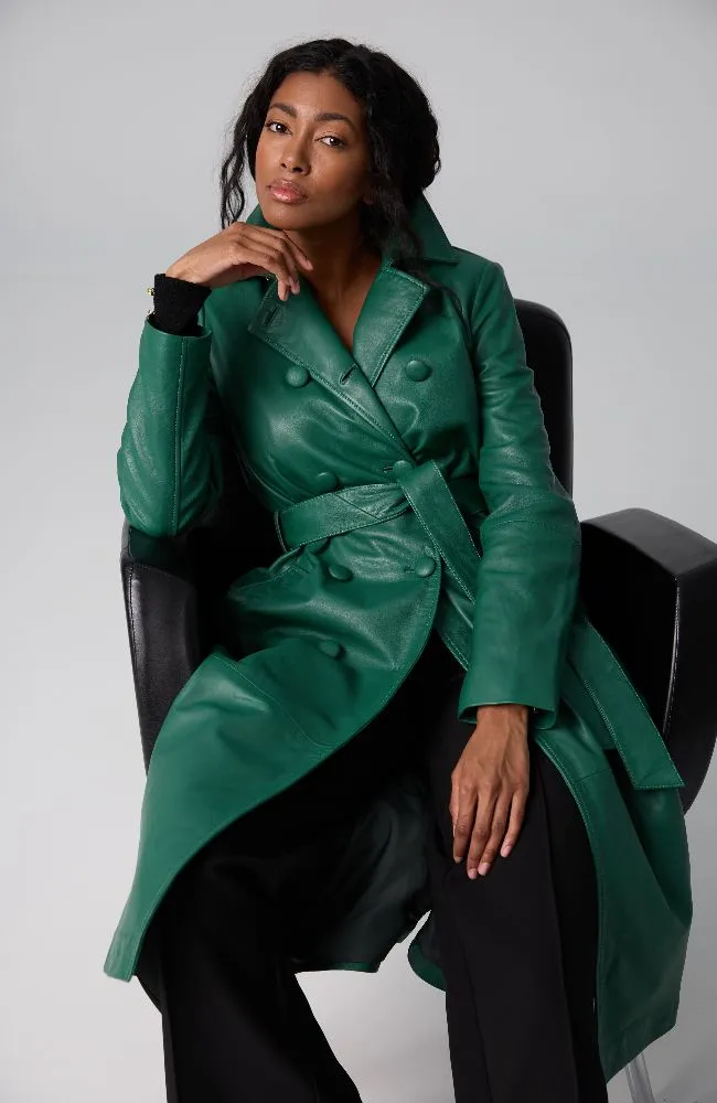 Double Breasted Leather Trench