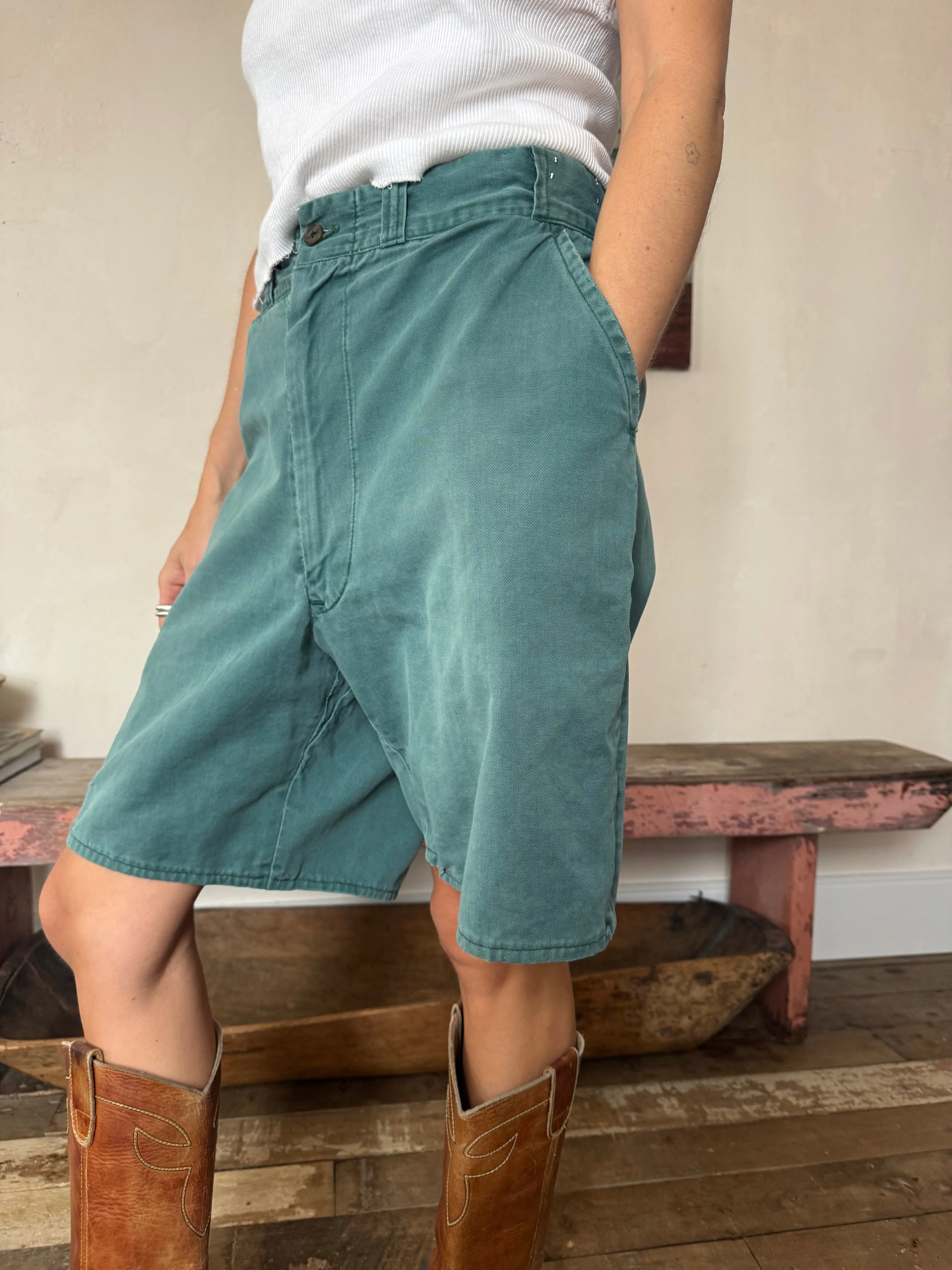 Green Khaki Workwear Shorts