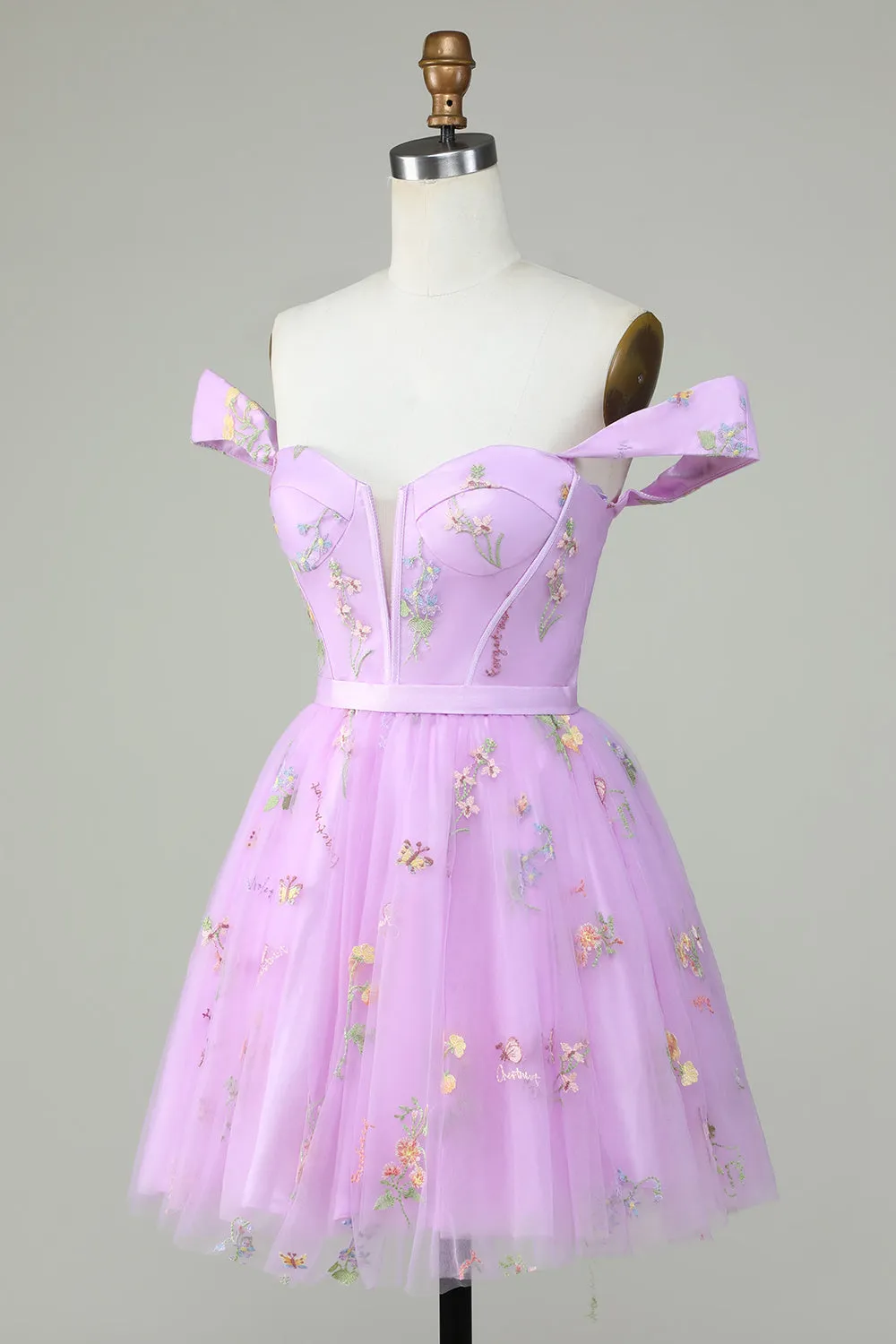 Grey Blue Sweetheart A-Line Homecoming Dress with Embroidery