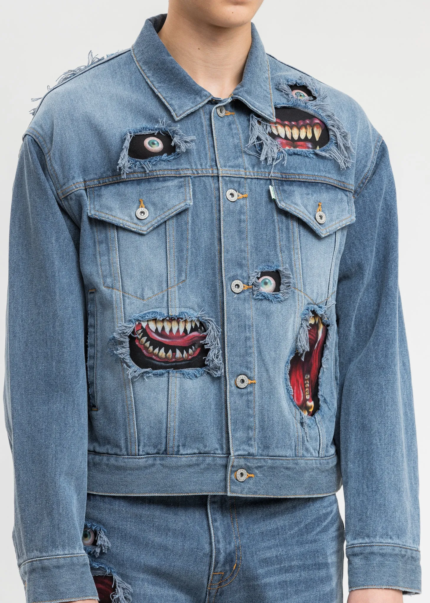 Indigo Recycle Denim Monster Repair Jacket