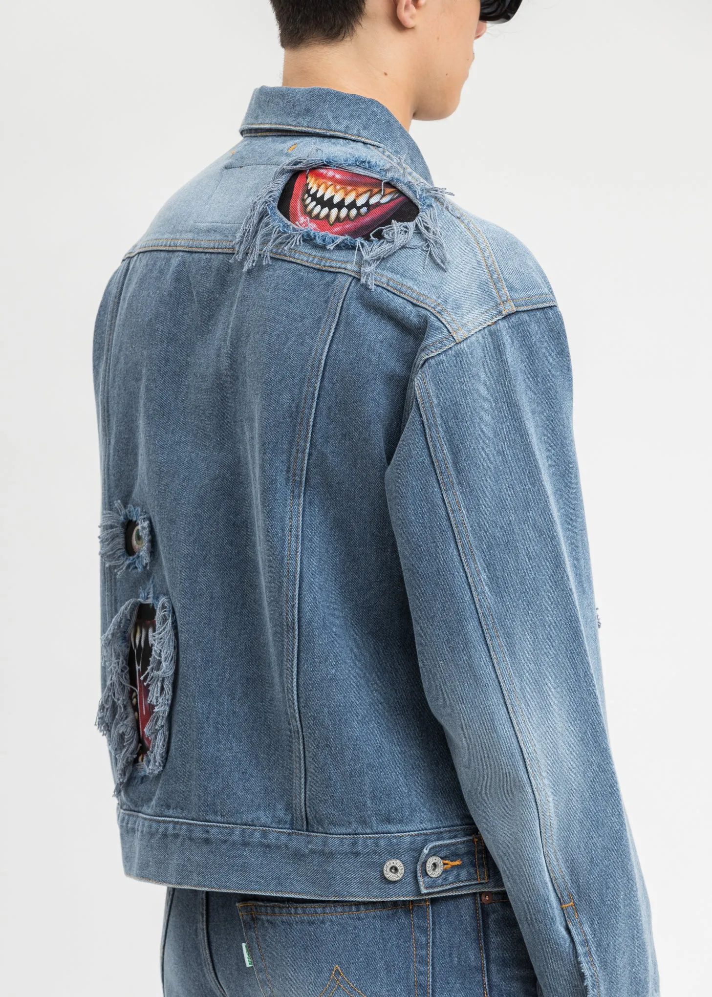 Indigo Recycle Denim Monster Repair Jacket