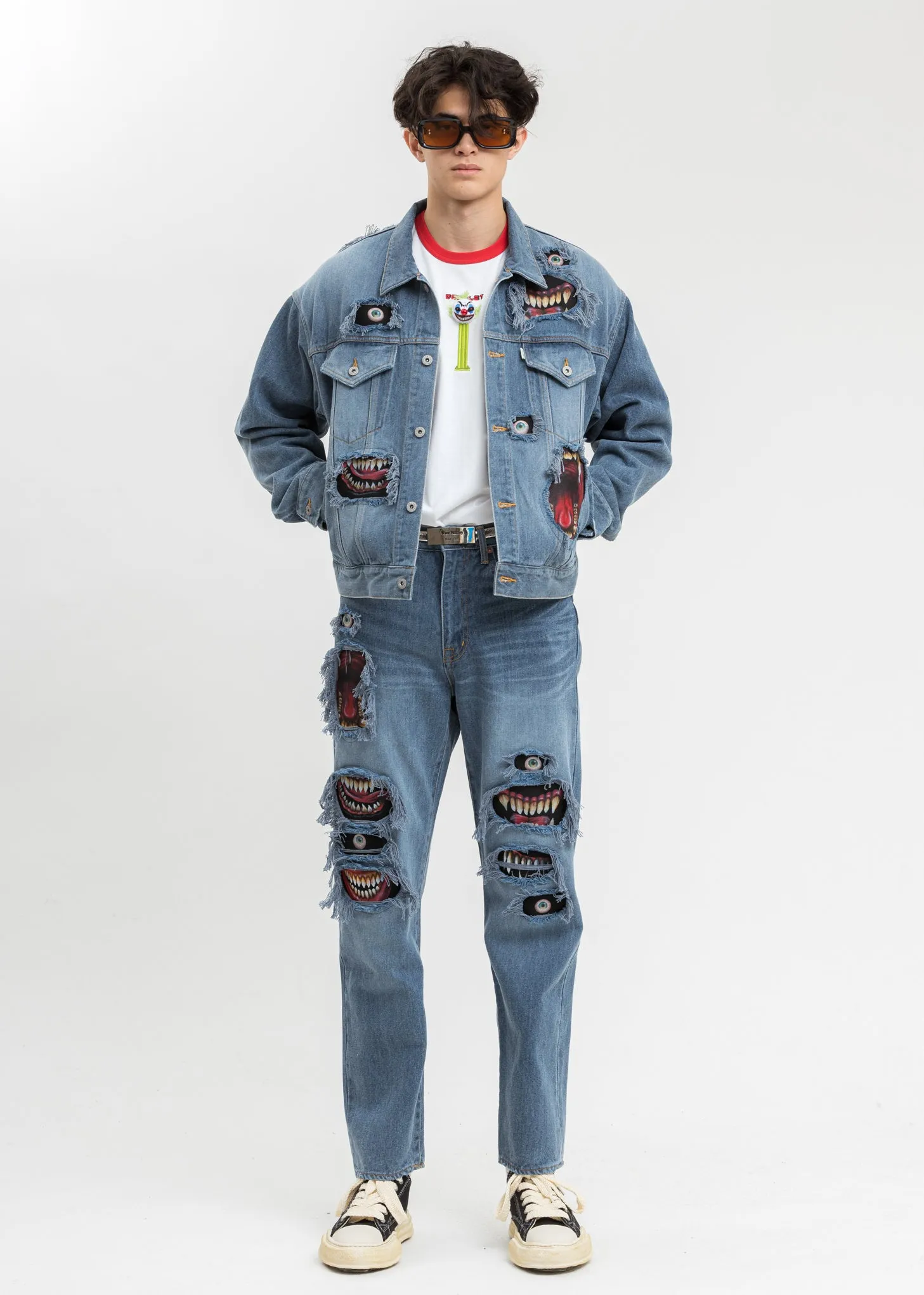 Indigo Recycle Denim Monster Repair Jacket