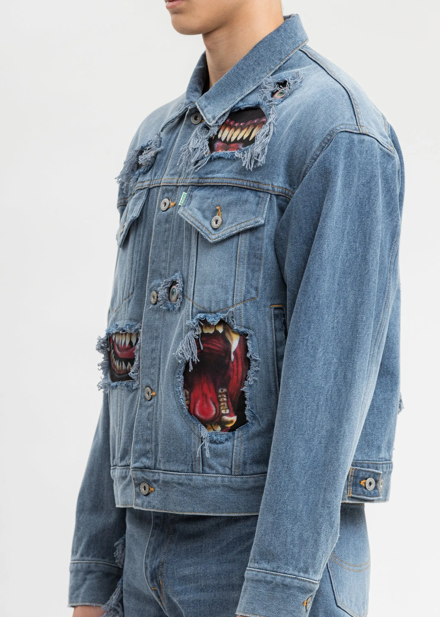 Indigo Recycle Denim Monster Repair Jacket