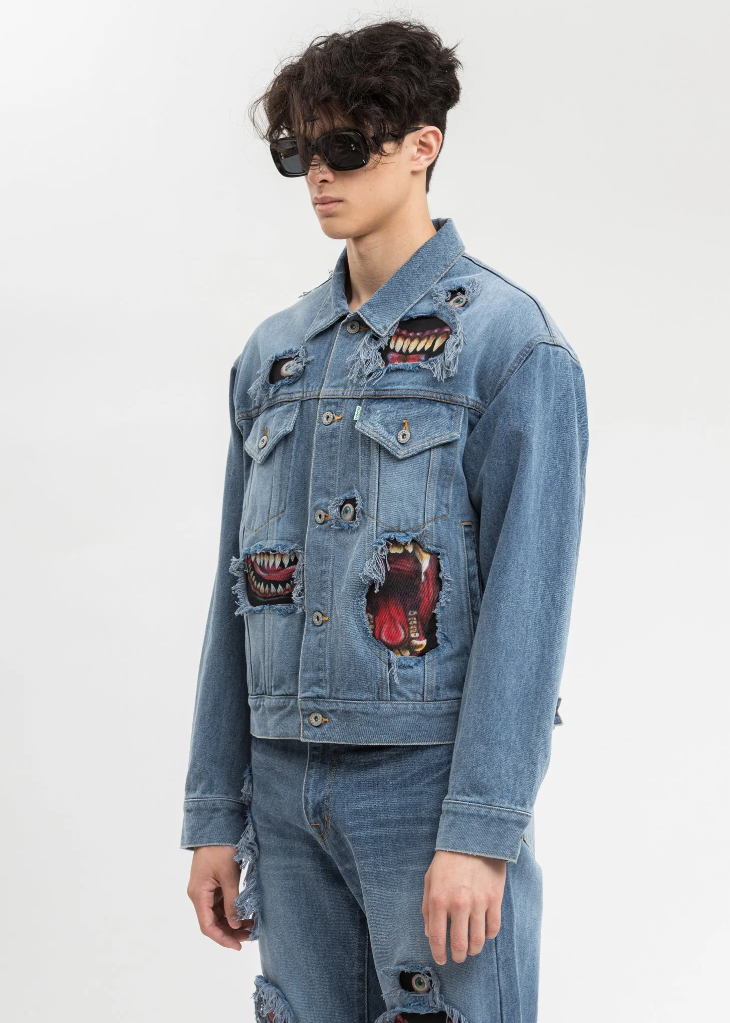 Indigo Recycle Denim Monster Repair Jacket