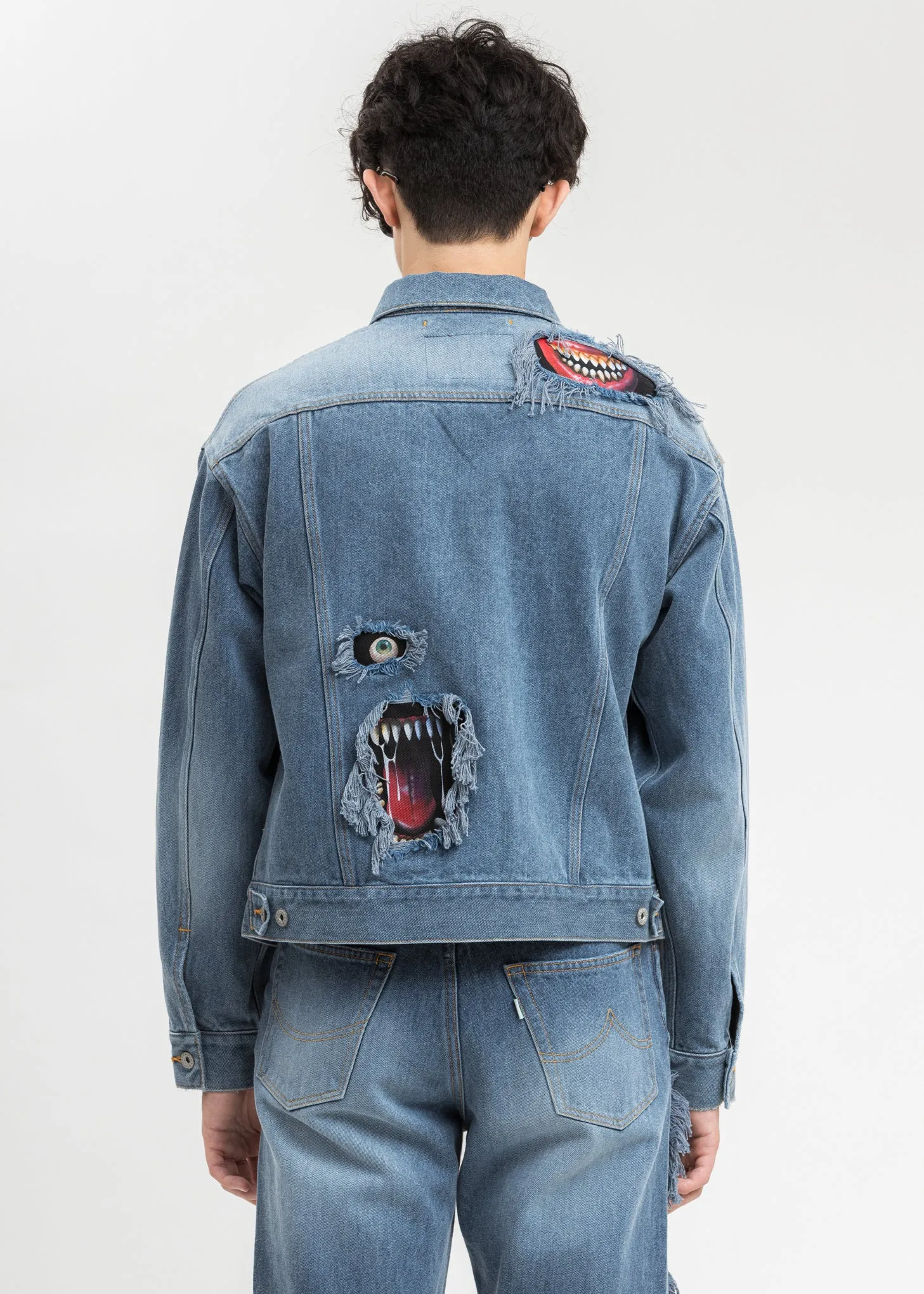 Indigo Recycle Denim Monster Repair Jacket