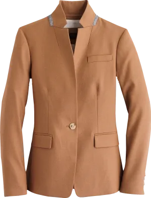 J.CREW Beige Warm Camel Regent Blazer In Wool Flannel BNWT UK 6 TALL