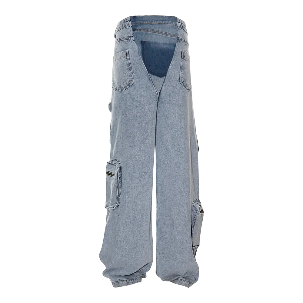 LIGHT DENIM CARGO PANTS