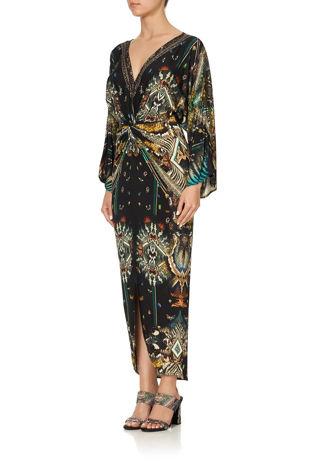 Long Split Front Twist Dress- Maternal Instinct