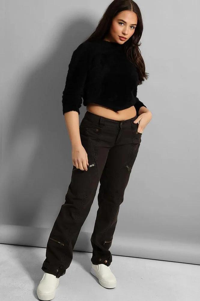 Low Rise Zipped Cargo Trousers