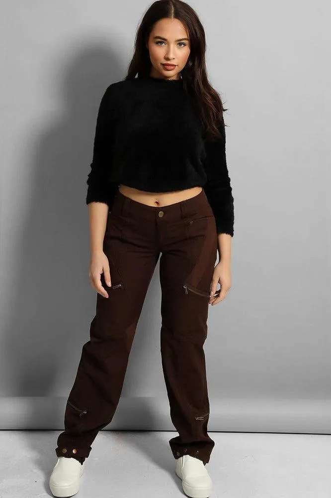 Low Rise Zipped Cargo Trousers