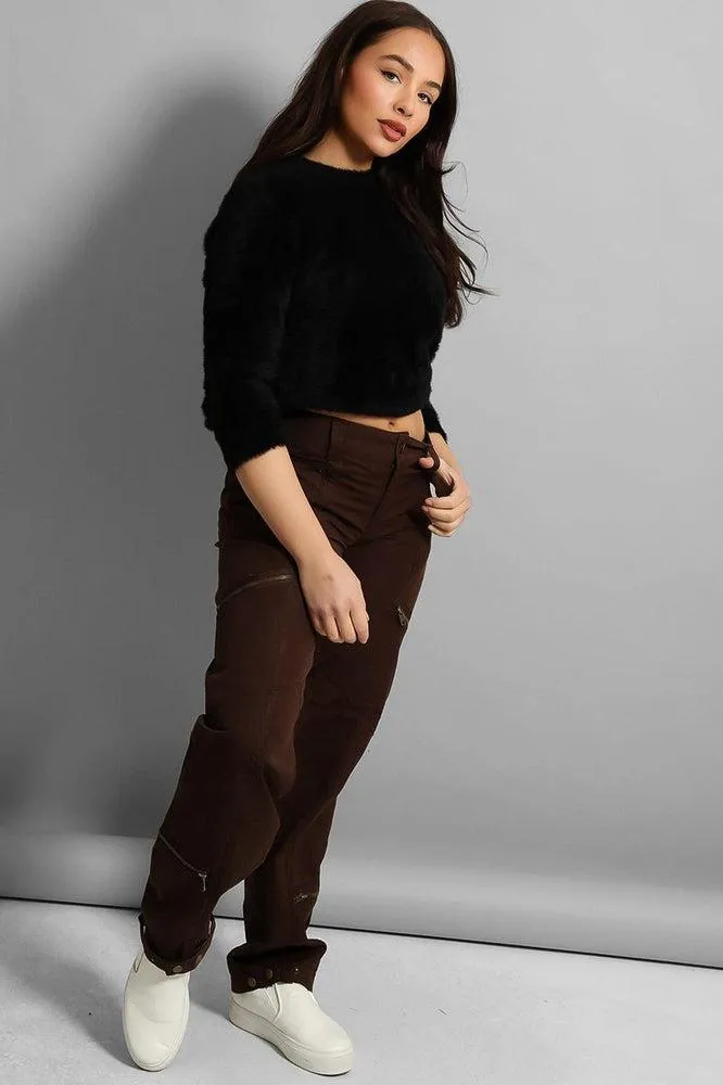 Low Rise Zipped Cargo Trousers
