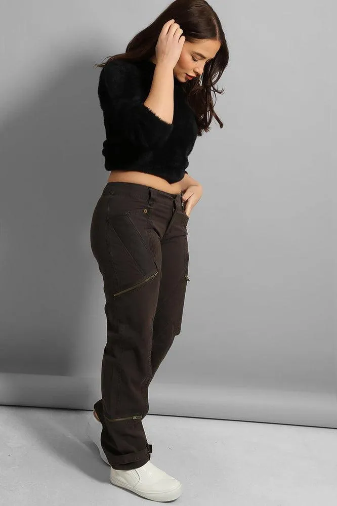 Low Rise Zipped Cargo Trousers