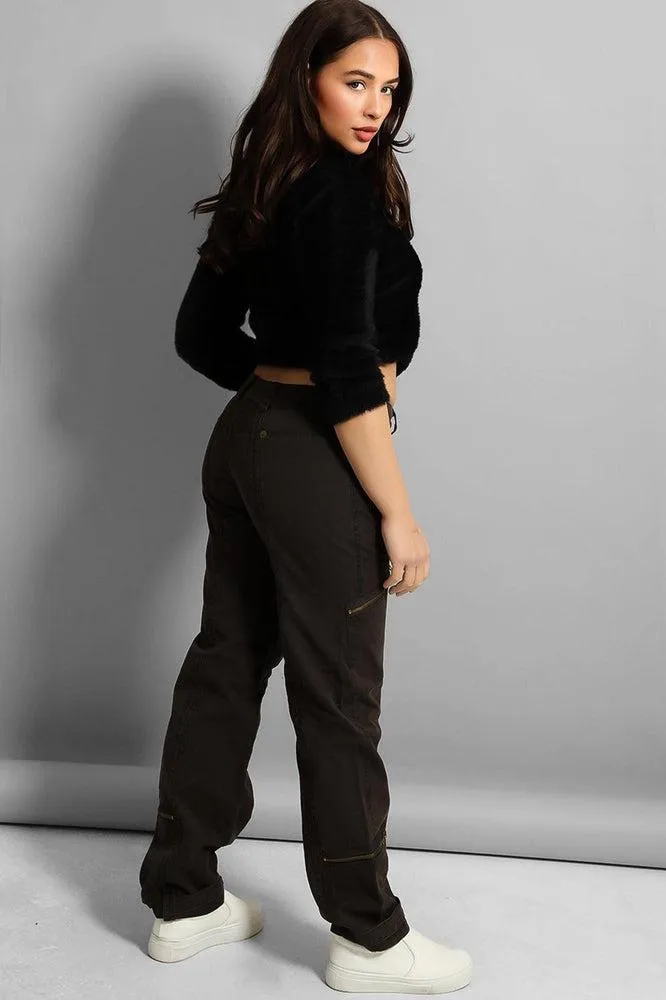Low Rise Zipped Cargo Trousers