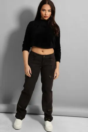 Low Rise Zipped Cargo Trousers