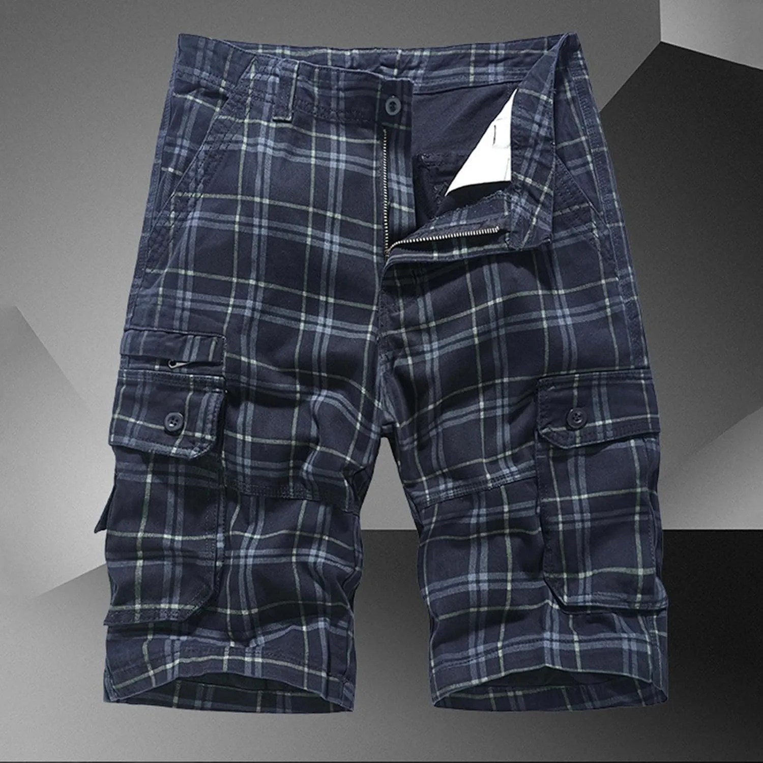 Men's Camo Summer Cargo Shorts Casual Fashion Elastic Waist Button Summer Outdoor Shorts Slim Fit Tactical Work Pants