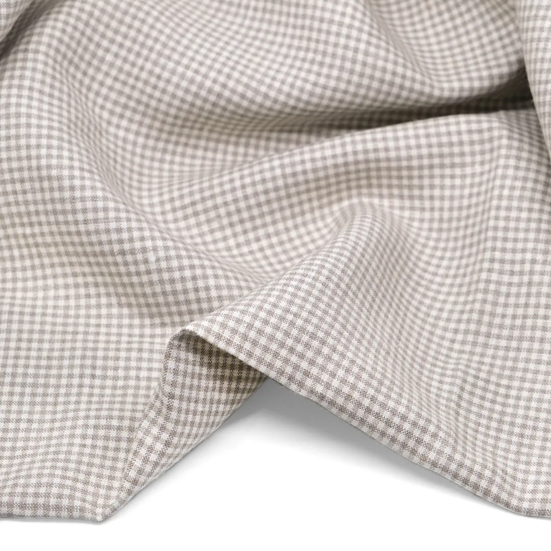 Mini Gingham Yarn Dyed Linen - Pebble