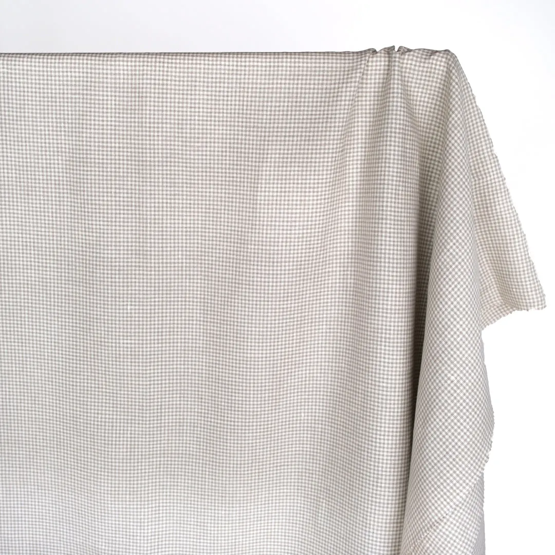 Mini Gingham Yarn Dyed Linen - Pebble