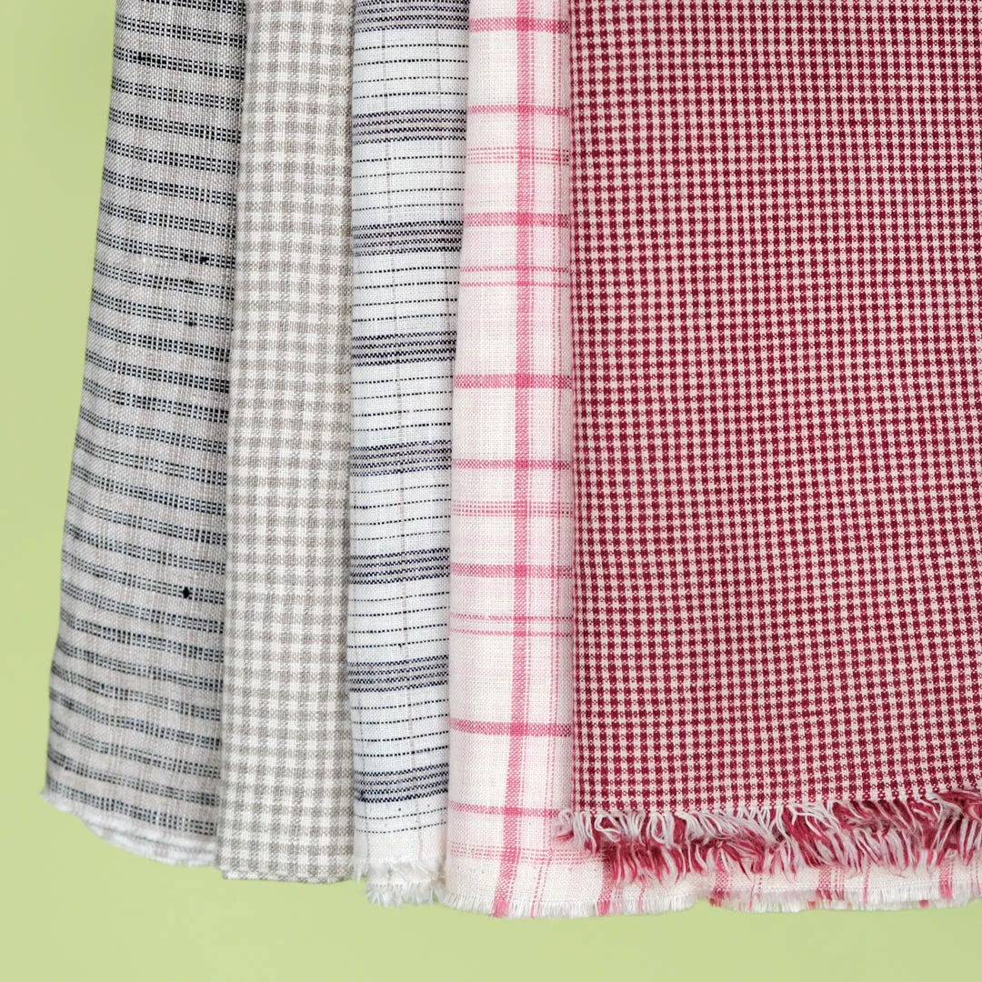 Mini Gingham Yarn Dyed Linen - Pebble