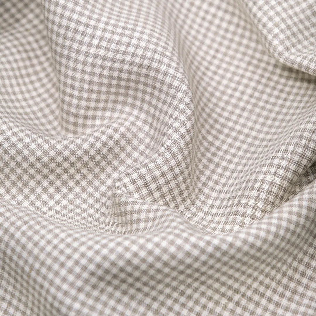 Mini Gingham Yarn Dyed Linen - Pebble