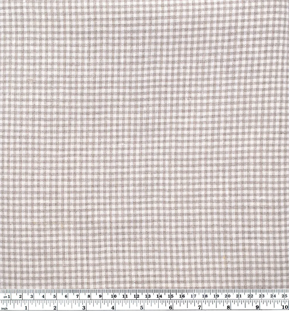Mini Gingham Yarn Dyed Linen - Pebble