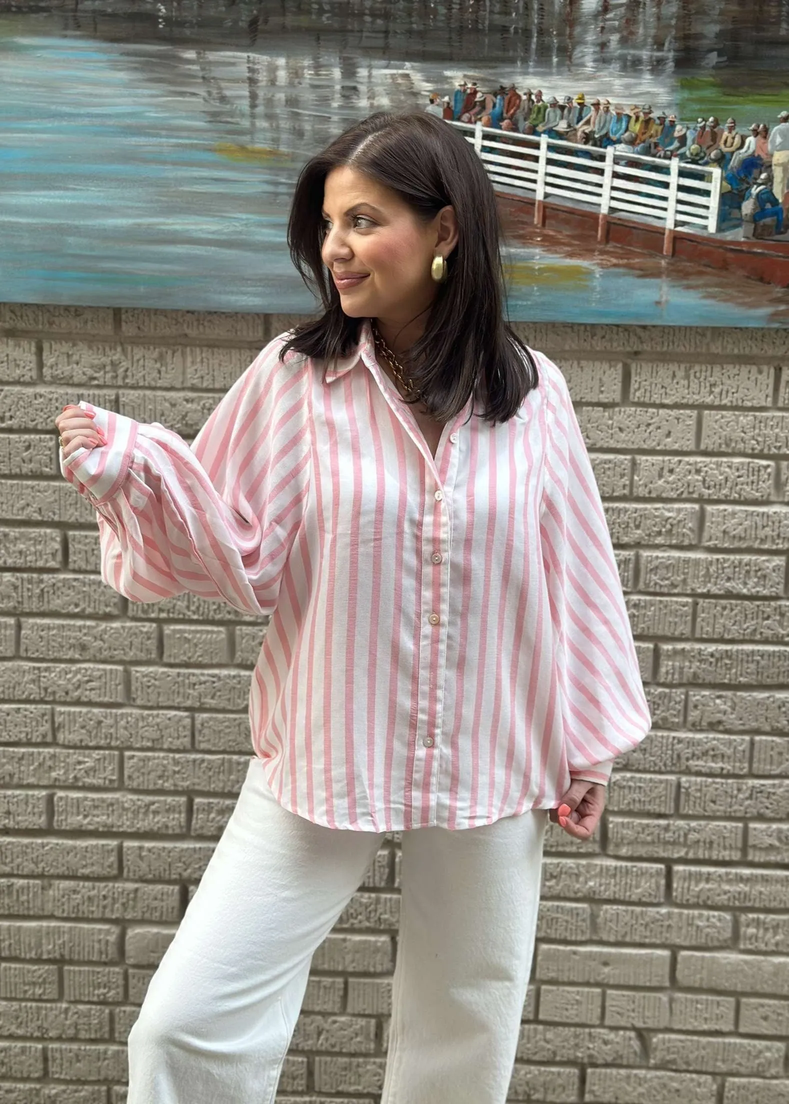 Penny Lane Striped Top - Baby Pink