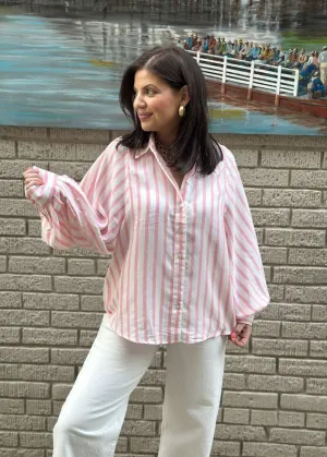 Penny Lane Striped Top - Baby Pink