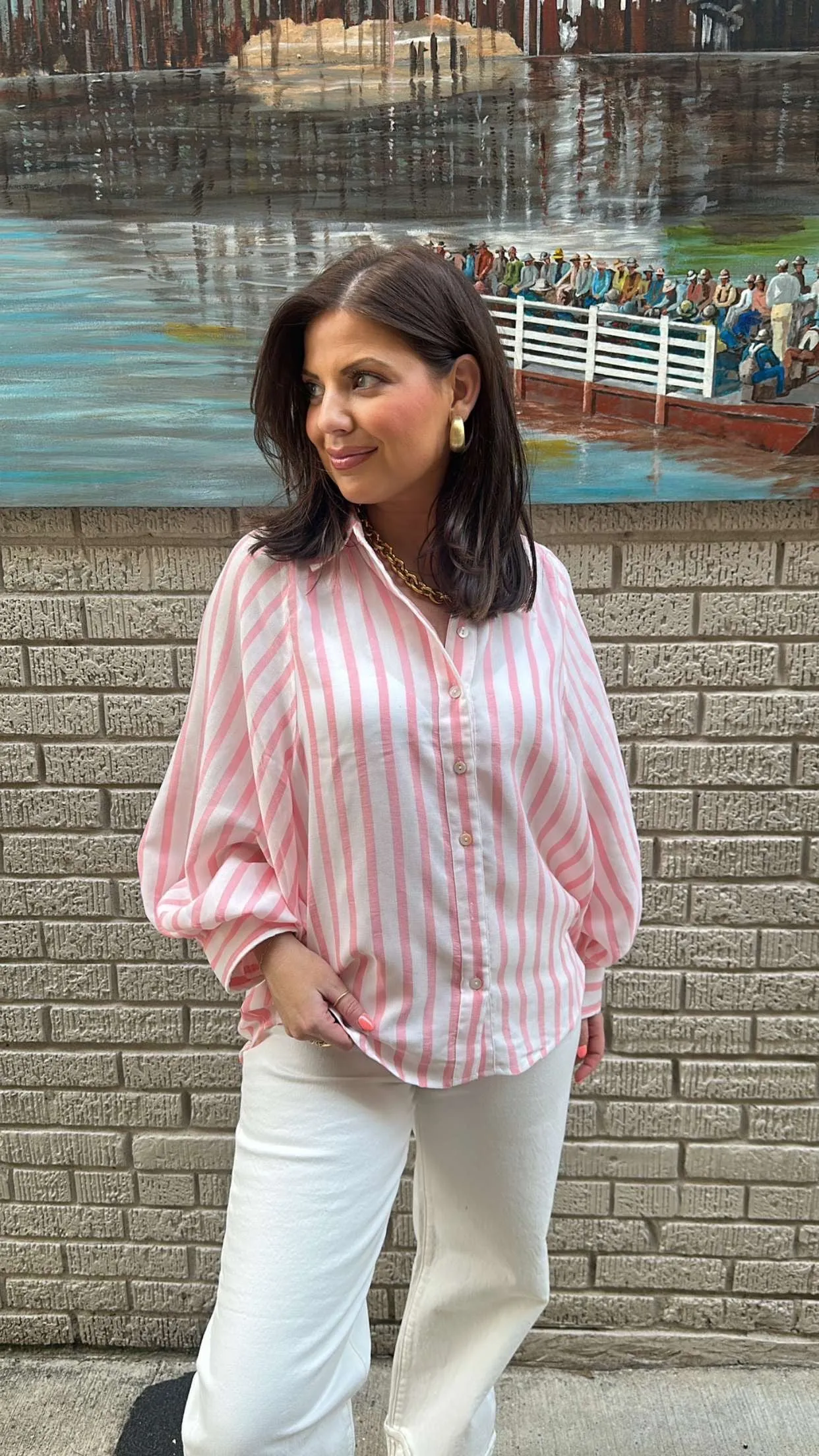 Penny Lane Striped Top - Baby Pink
