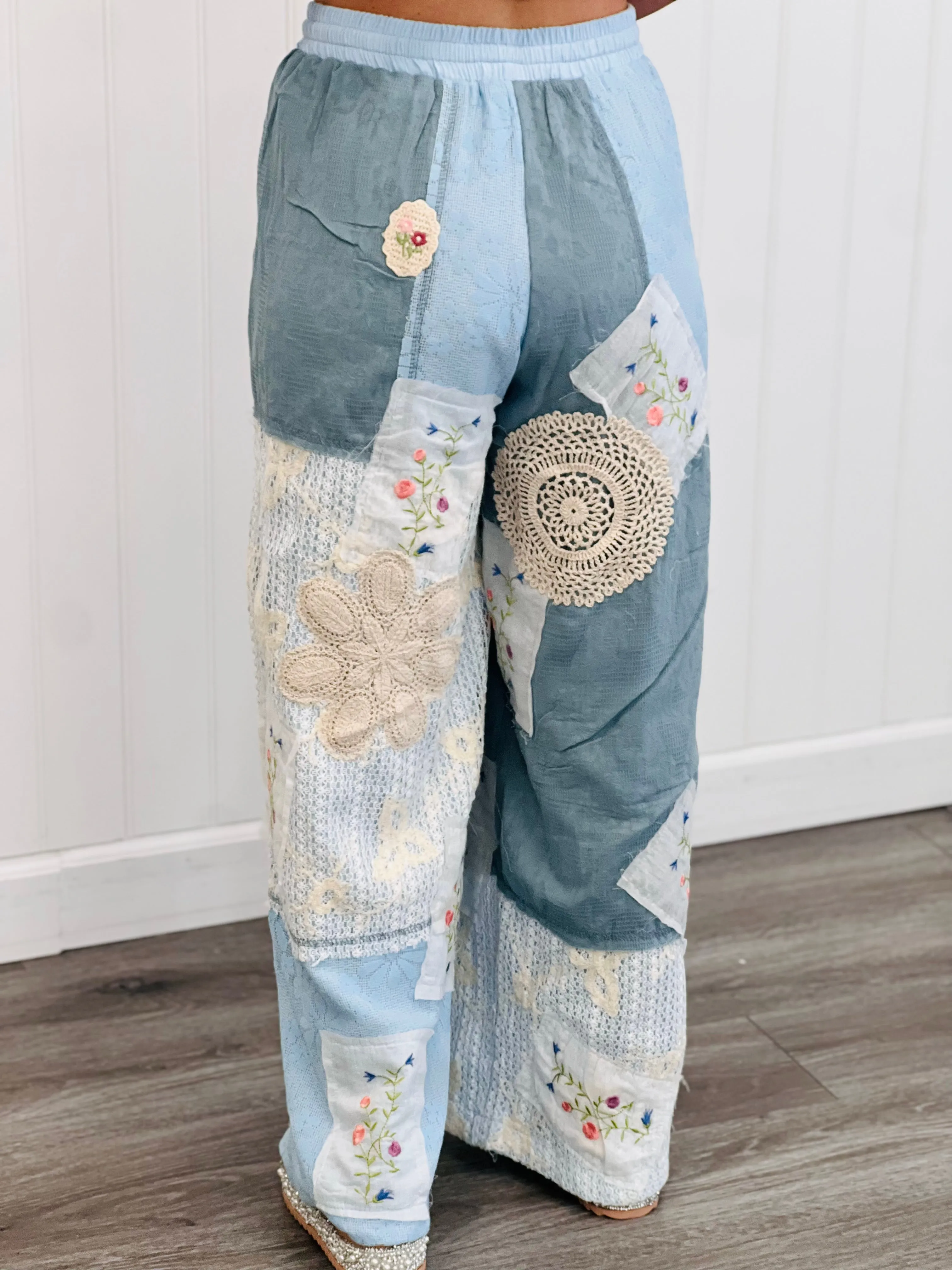 POL Sky Blue Beyond Compare Embroidery & Lace Pants (Reg.)